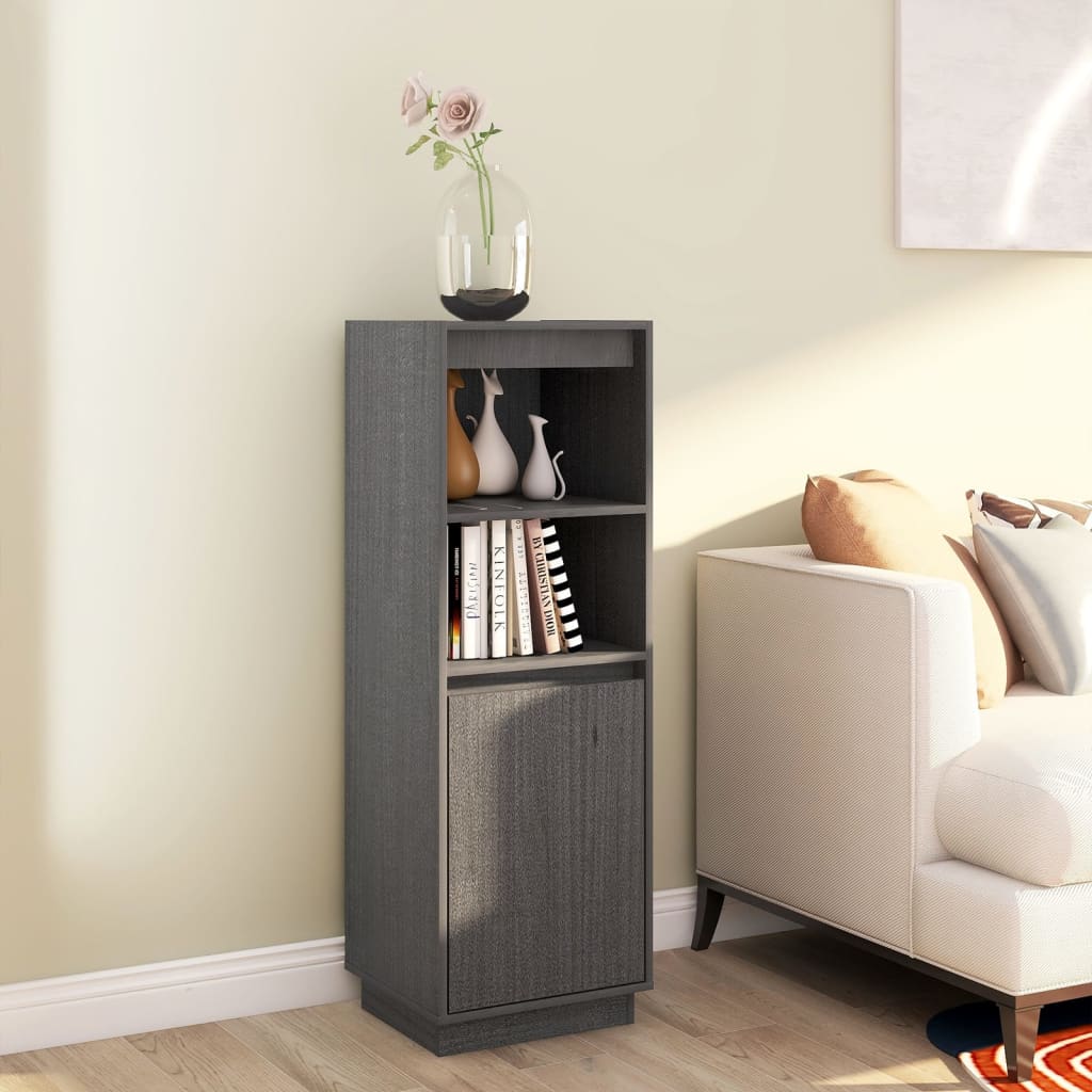 vidaXL Komoda sivá 37x34x110 cm masívna borovica