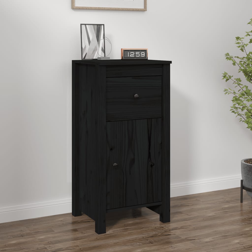 vidaXL Komoda čierna 40x35x80 cm borovicový masív