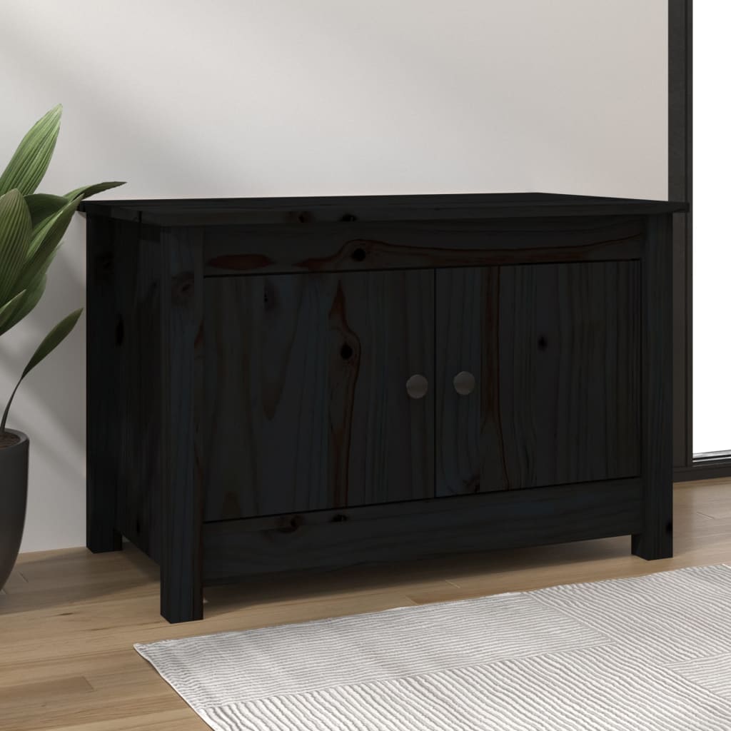 vidaXL Skrinka na topánky čierna 70x38x45,5 cm masívna borovica