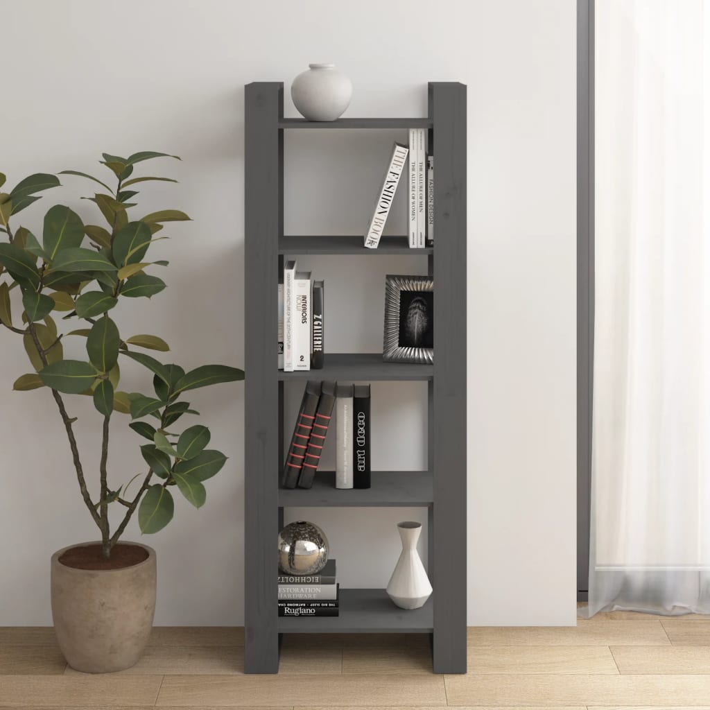 vidaXL Knižnica/deliaca stena sivá 60x35x160 cm masívne drevo