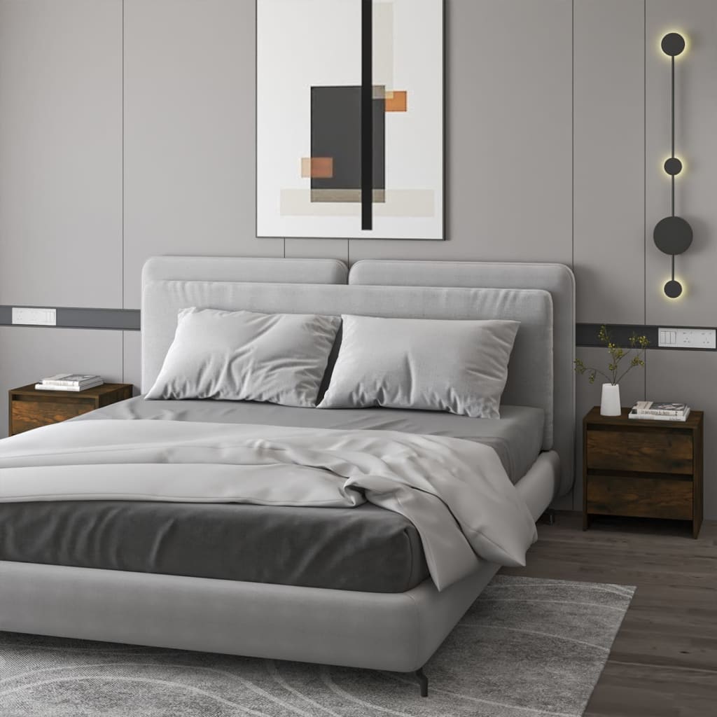 vidaXL Nočné stolíky 2 ks údený dub 45x34,5x44,5 cm drevotrieska