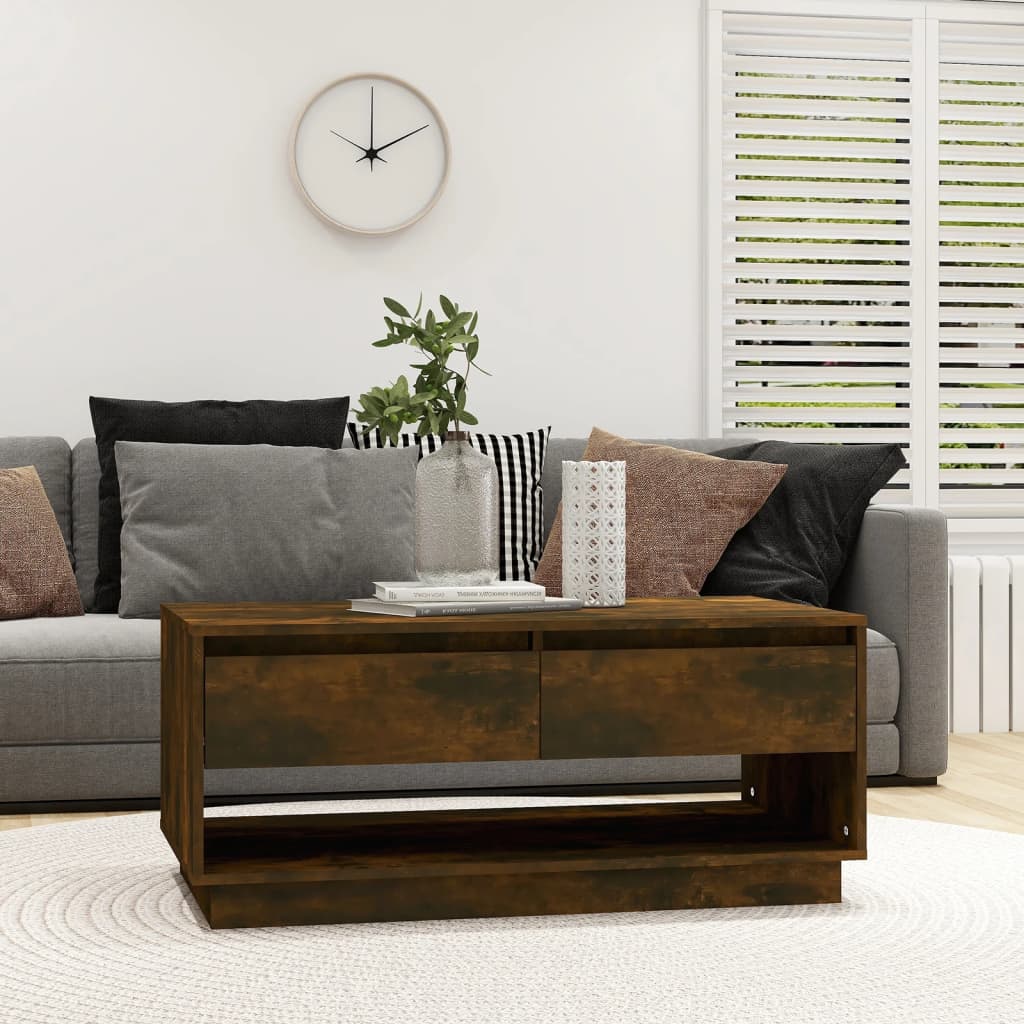 vidaXL Konferenčný stolík dymový dub 102,5x55x44 cm drevotrieska
