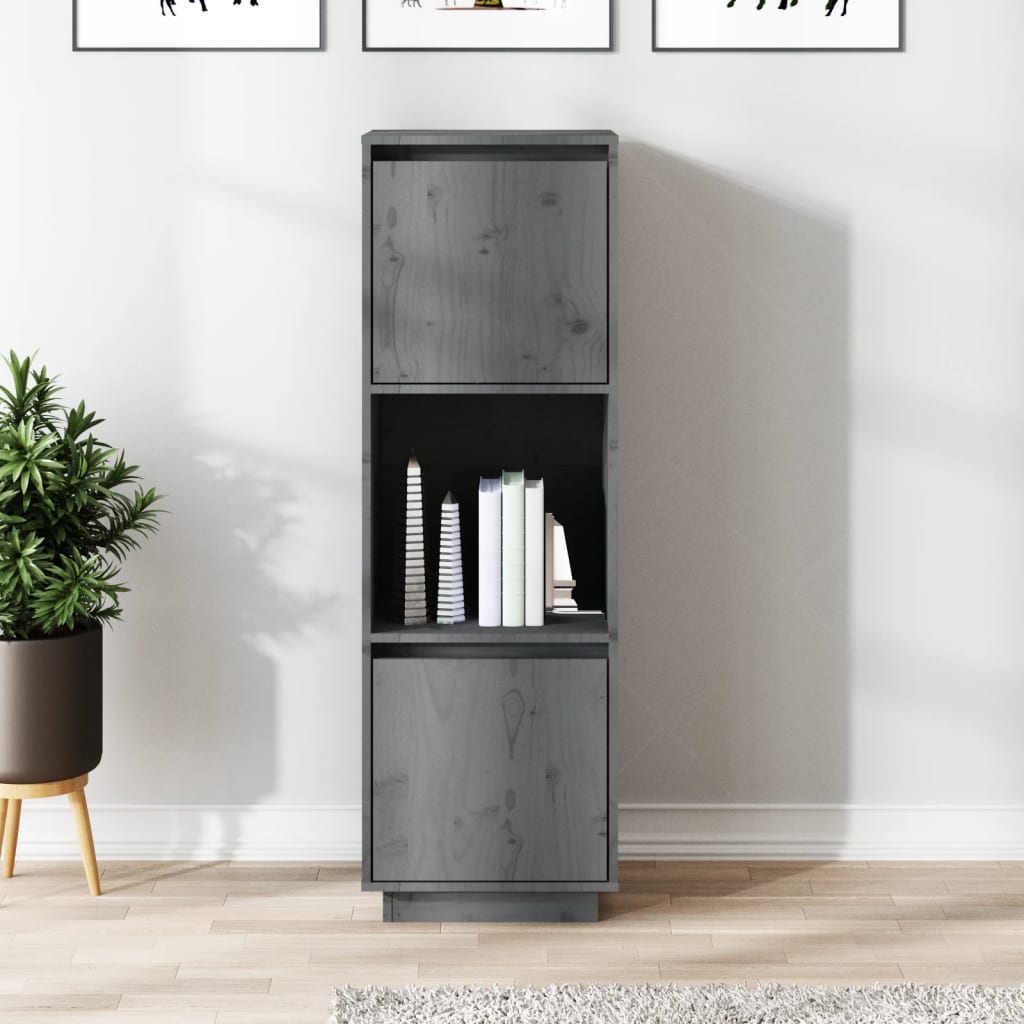 vidaXL Komoda sivá 38x35x117 cm masívna borovica