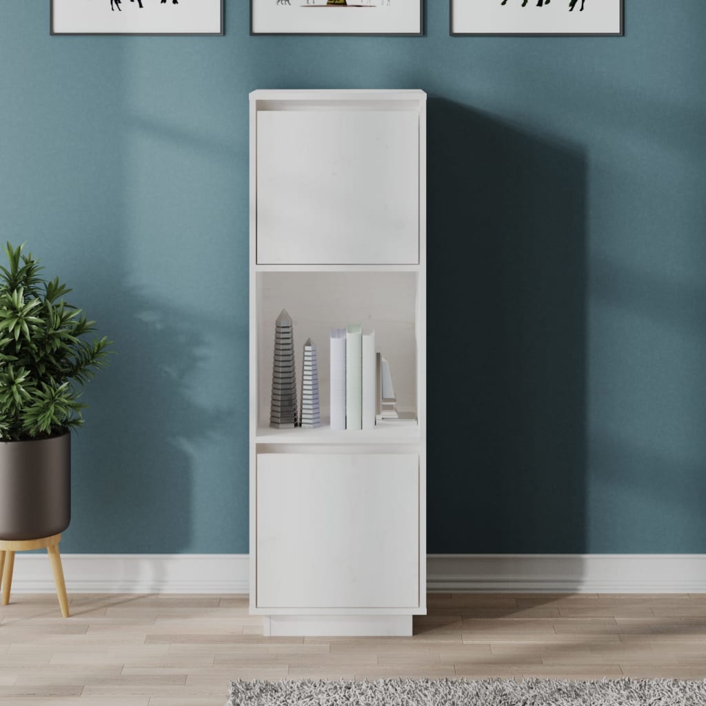 vidaXL Komoda biela 38x35x117 cm masívna borovica