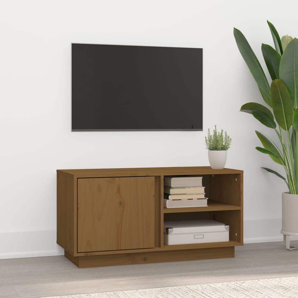 vidaXL TV skrinka medovo-hnedá 80x35x40,5 cm masívna borovica