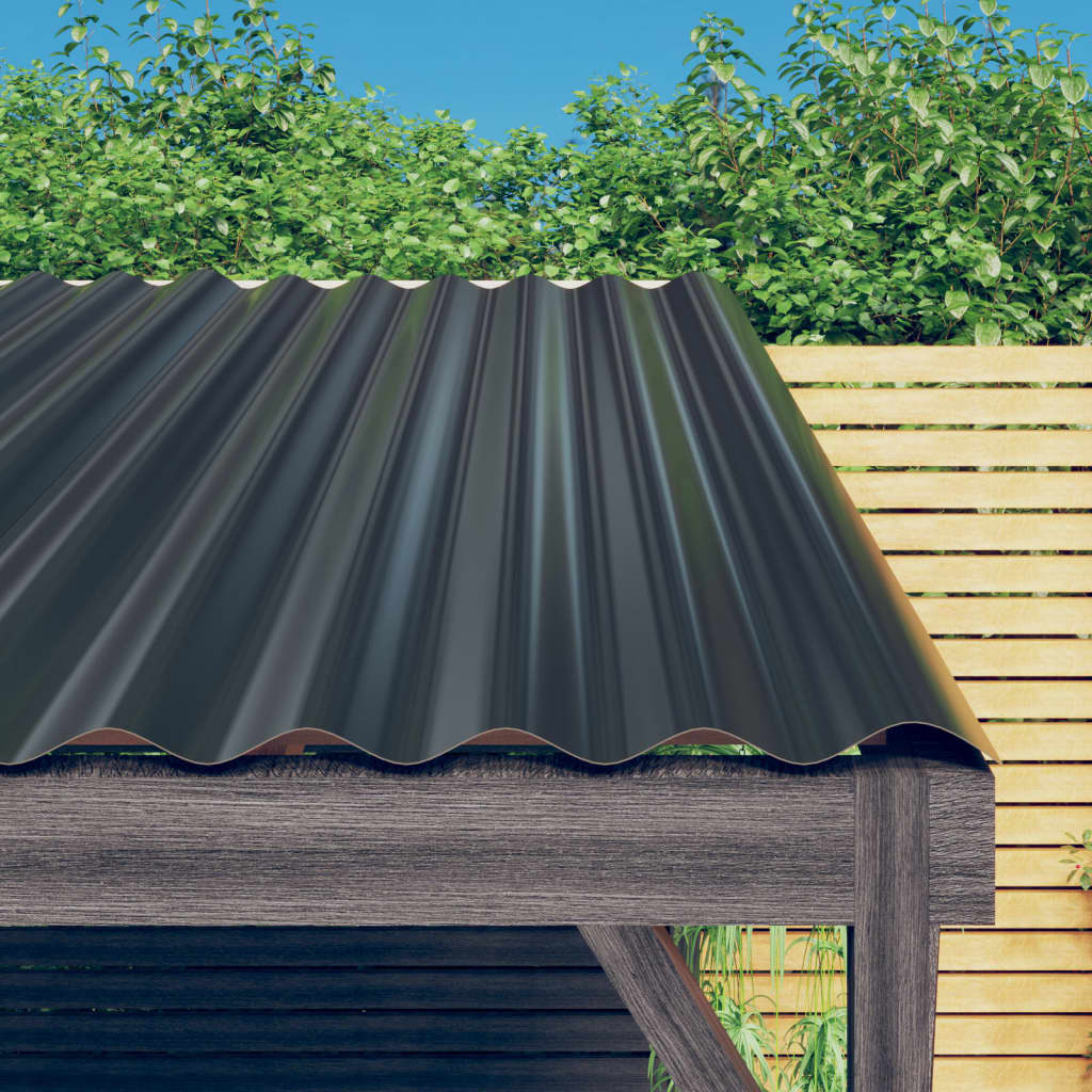 vidaXL Strešné panely 12 ks práškovaná oceľ antracitové 100x36 cm
