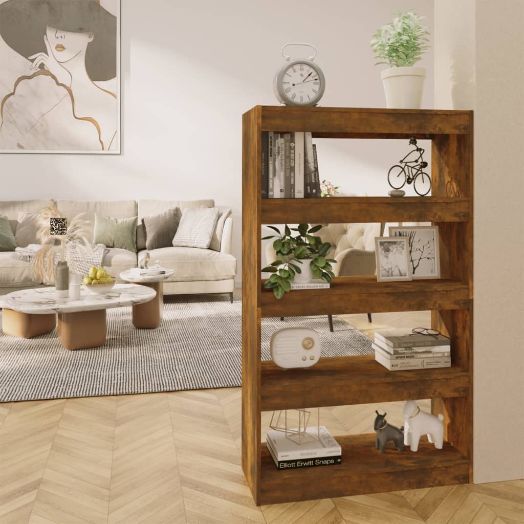vidaXL Knižnica/deliaca stena tmavý dub 80x30x135 cm drevotrieska