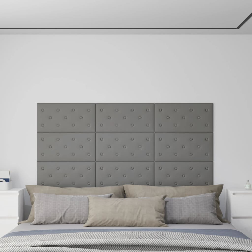 vidaXL Nástenné panely 12 ks sivé 60x30 cm umelá koža 2,16 m²