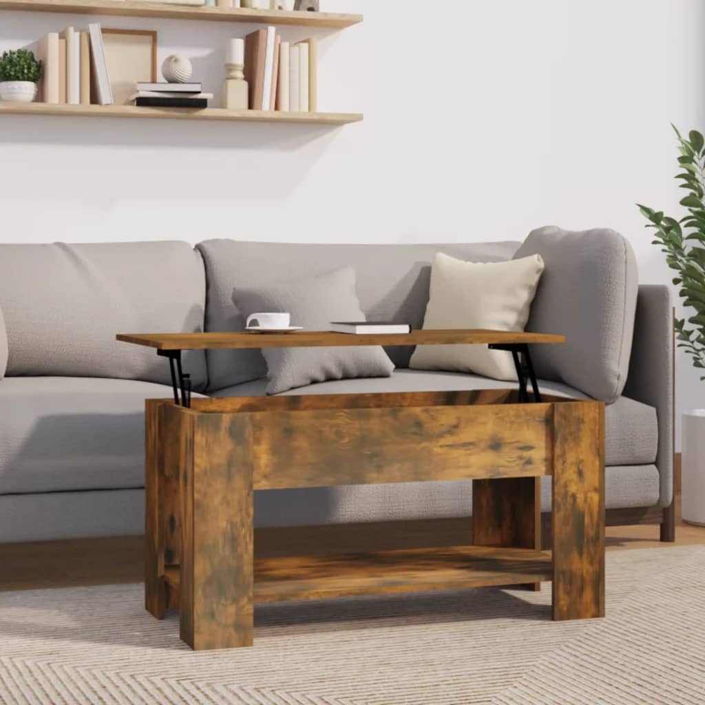 vidaXL Konferenčný stolík dymový dub 101x49x52 cm spracované drevo