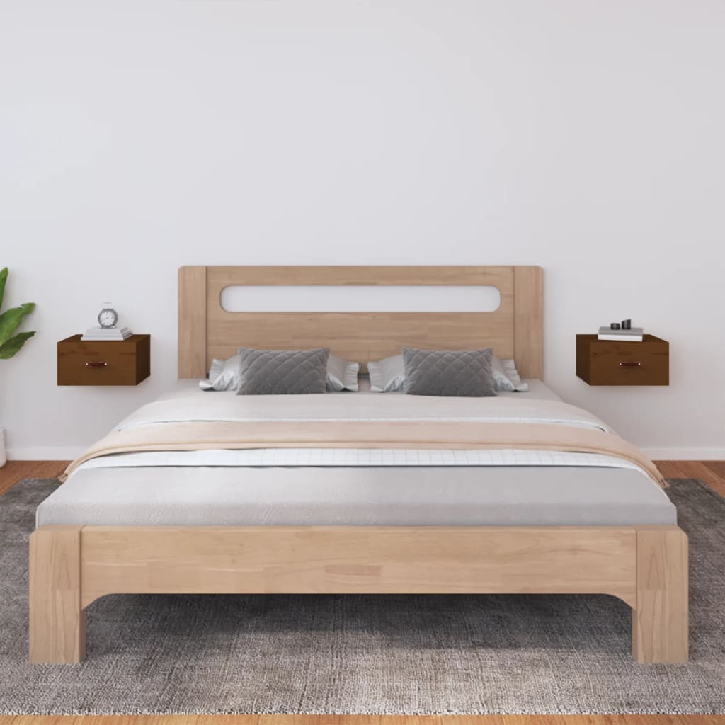 vidaXL Nástenné nočné stolíky 2 ks medovohnedé 40x29,5x22 cm