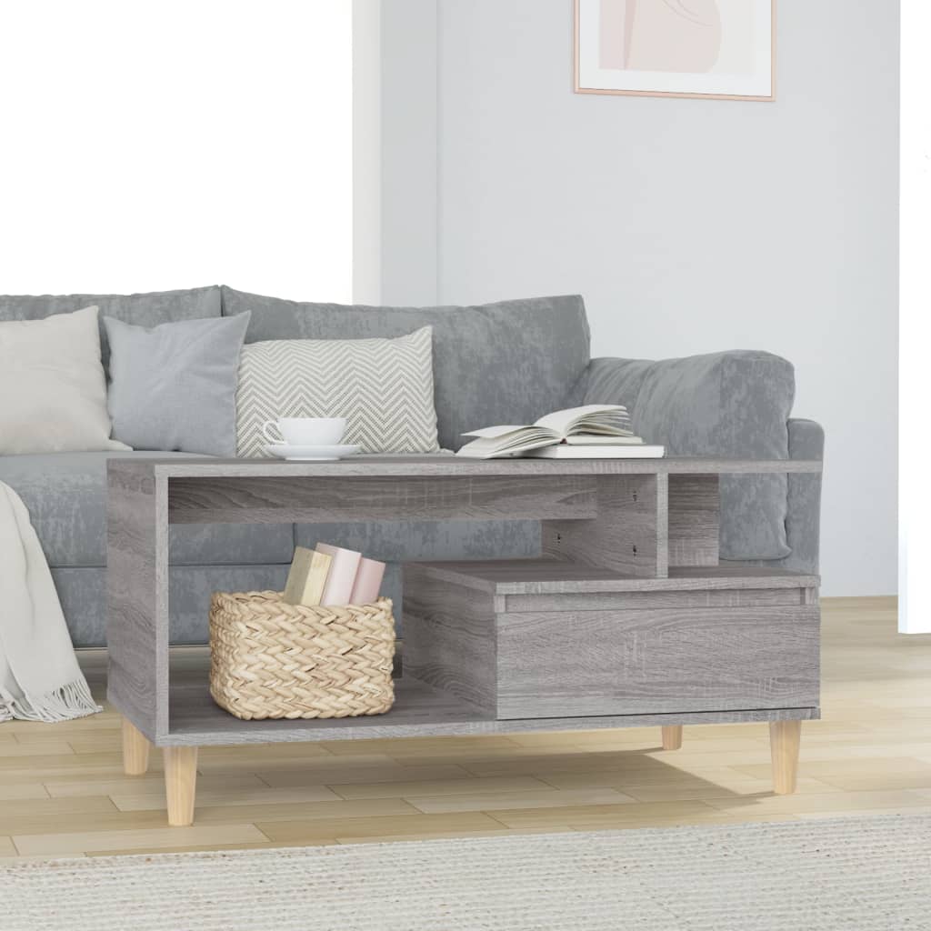 vidaXL Konferenčný stolík sivý sonoma 90x49x45 cm spracované drevo