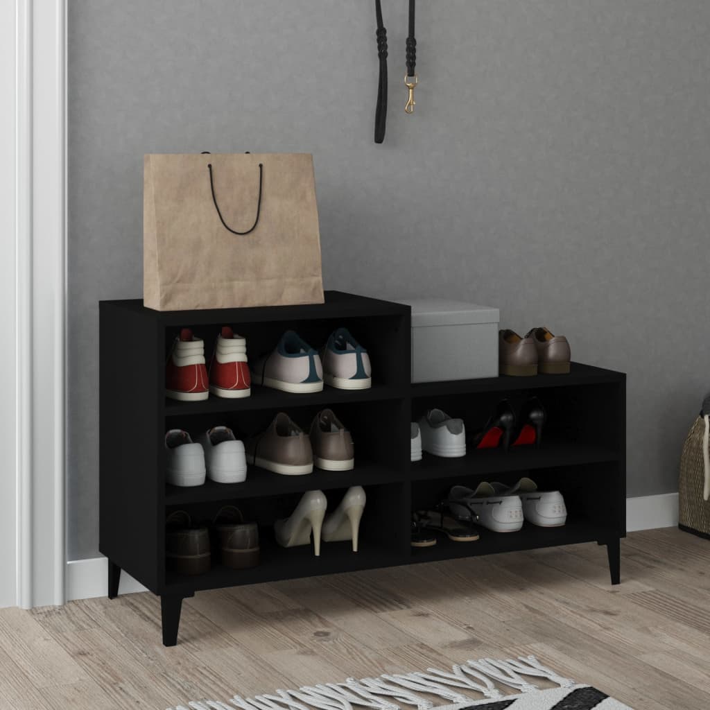vidaXL Botník čierny 102x36x60 cm spracované drevo