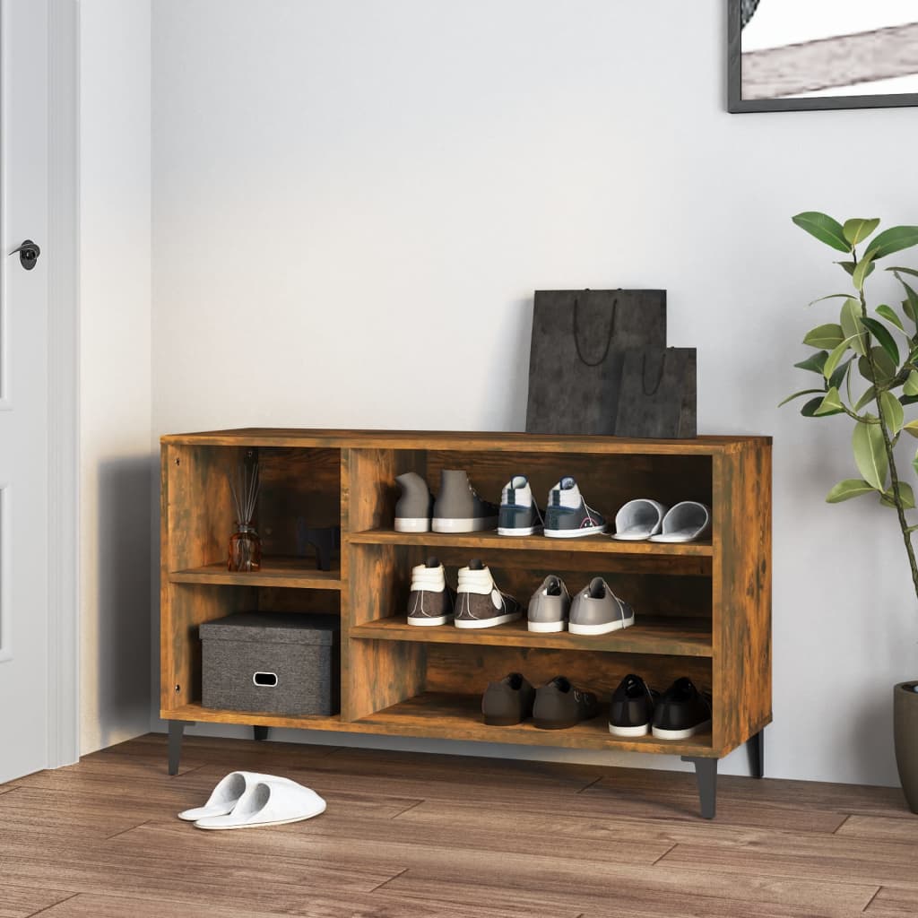 vidaXL Botník dymový dub 102x36x60 cm spracované drevo