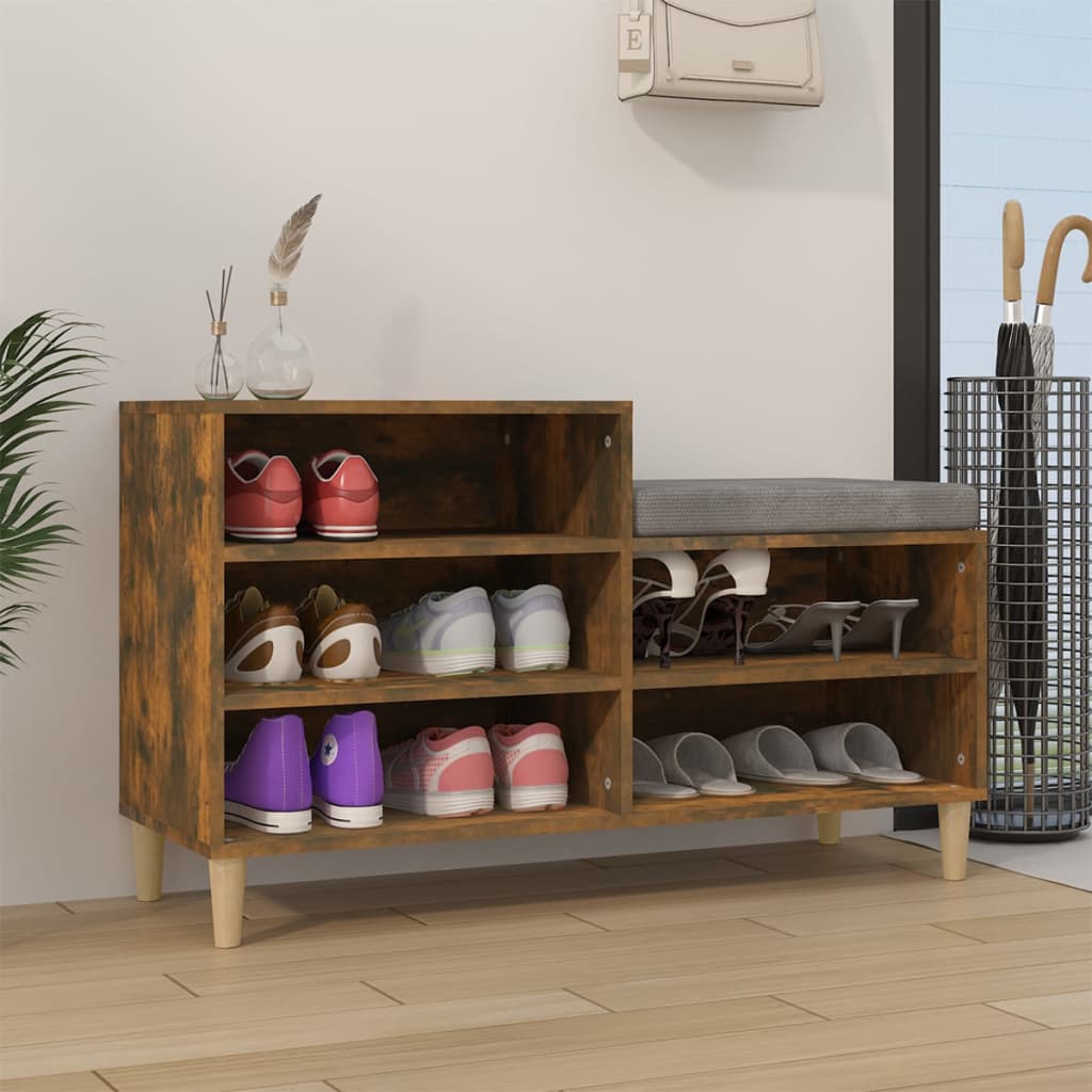 vidaXL Botník dymový dub 102x36x60 cm spracované drevo