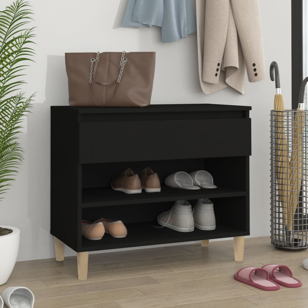 vidaXL Botník čierny 70x36x60 cm spracované drevo