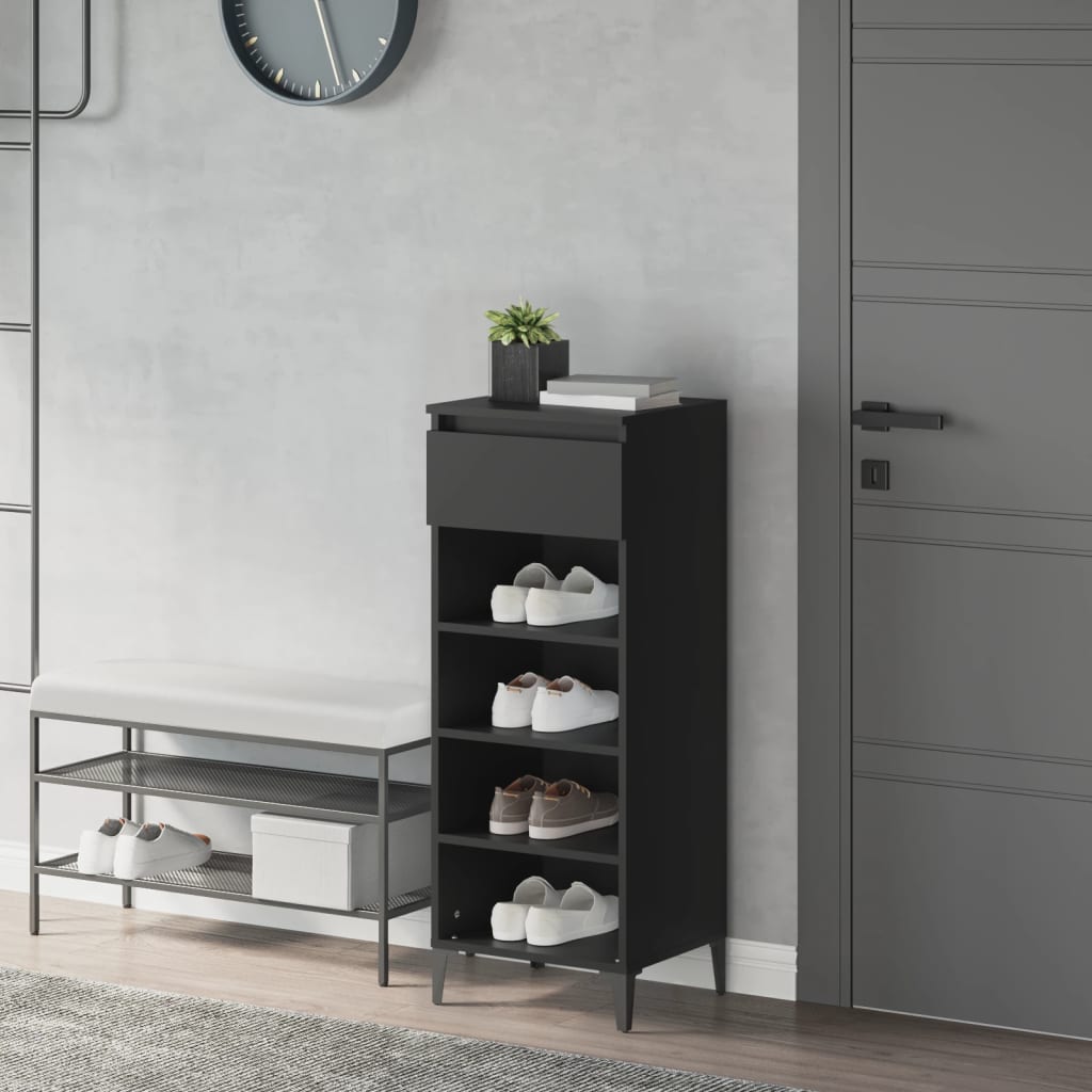 vidaXL Regál na topánky čierny 40x36x105 cm spracované drevo