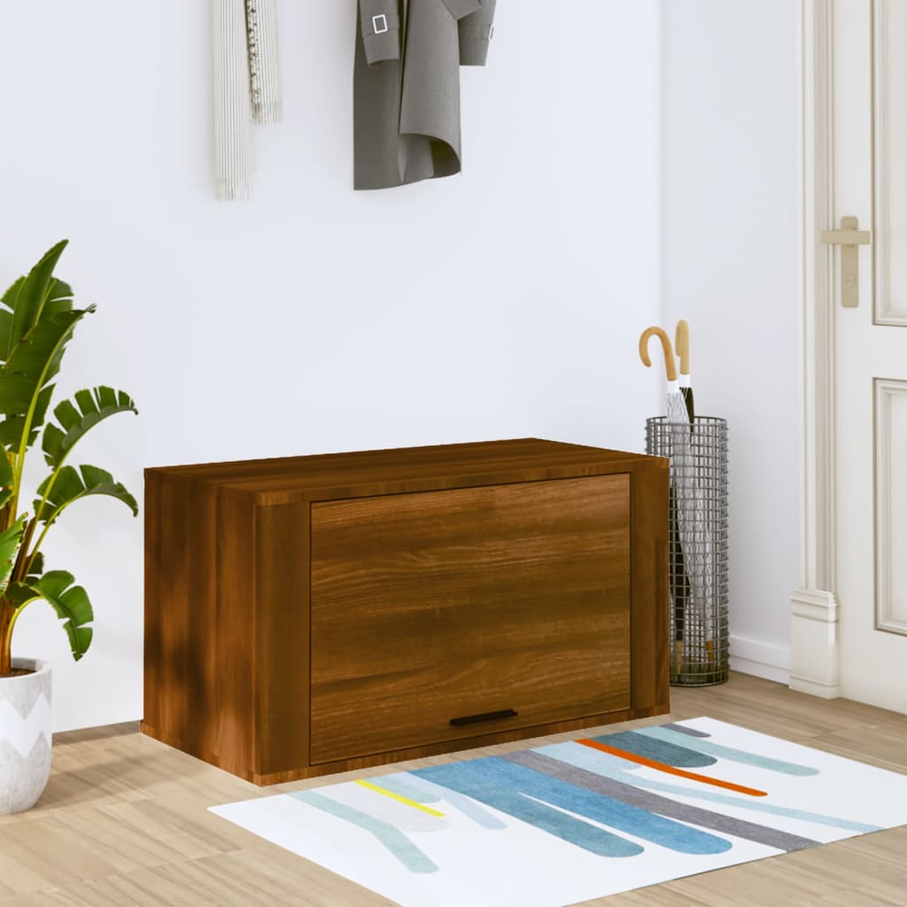 vidaXL Nástenný botník hnedý dub 70x35x38 cm borovicový masív