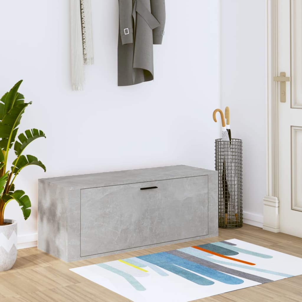 vidaXL Botník betónovo sivý 100x35x38 cm spracované drevo