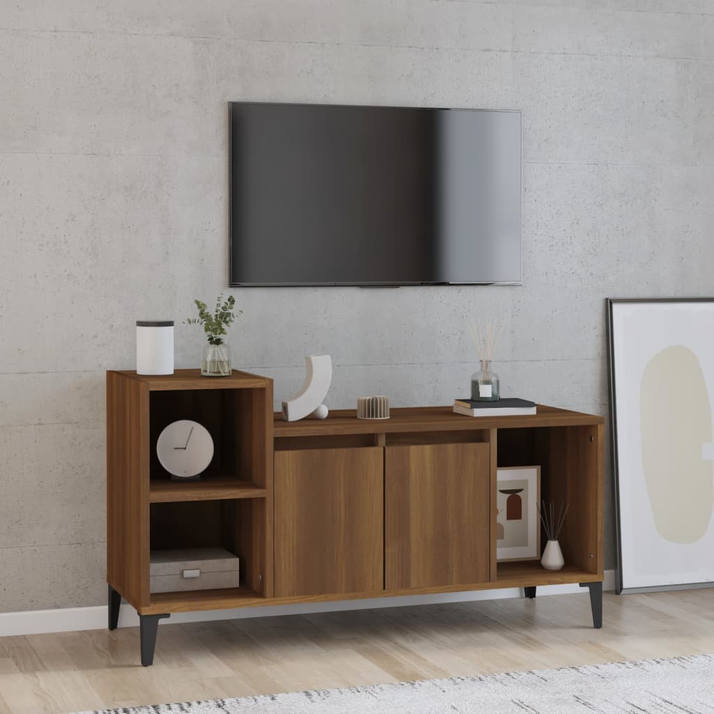 vidaXL TV skrinka hnedý dub 100x35x55 cm spracované drevo