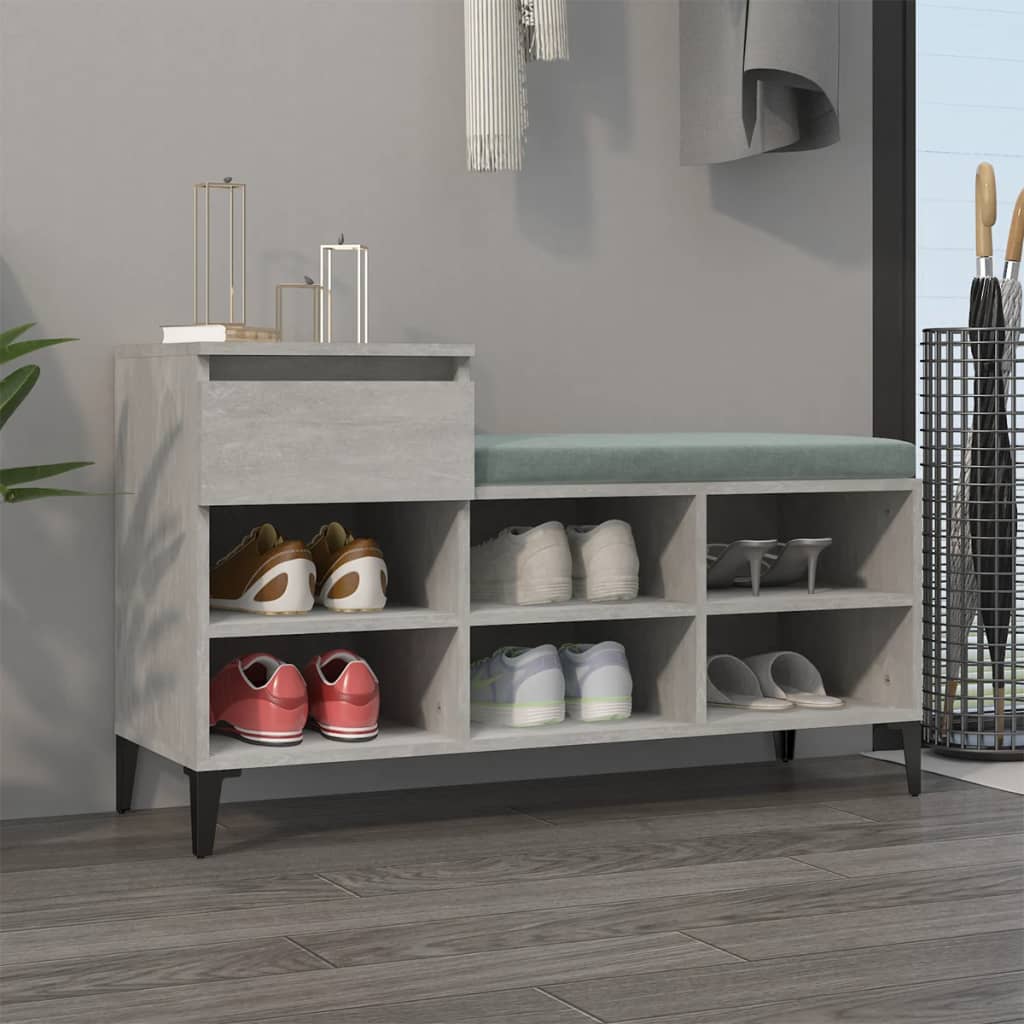 vidaXL Botník betónovo sivý 102x36x60 cm spracované drevo