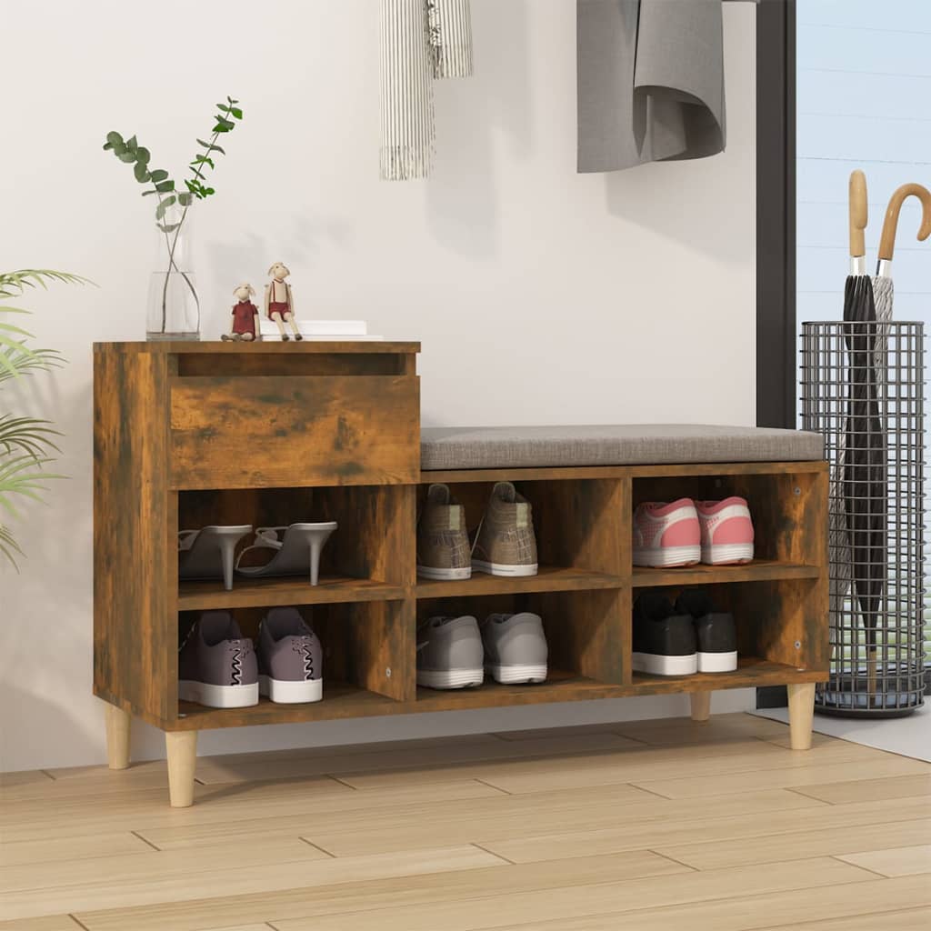 vidaXL Botník dymový dub 102x36x60 cm spracované drevo