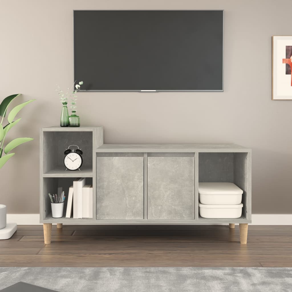 vidaXL TV skrinka betónová sivá 100x35x55 cm spracované drevo