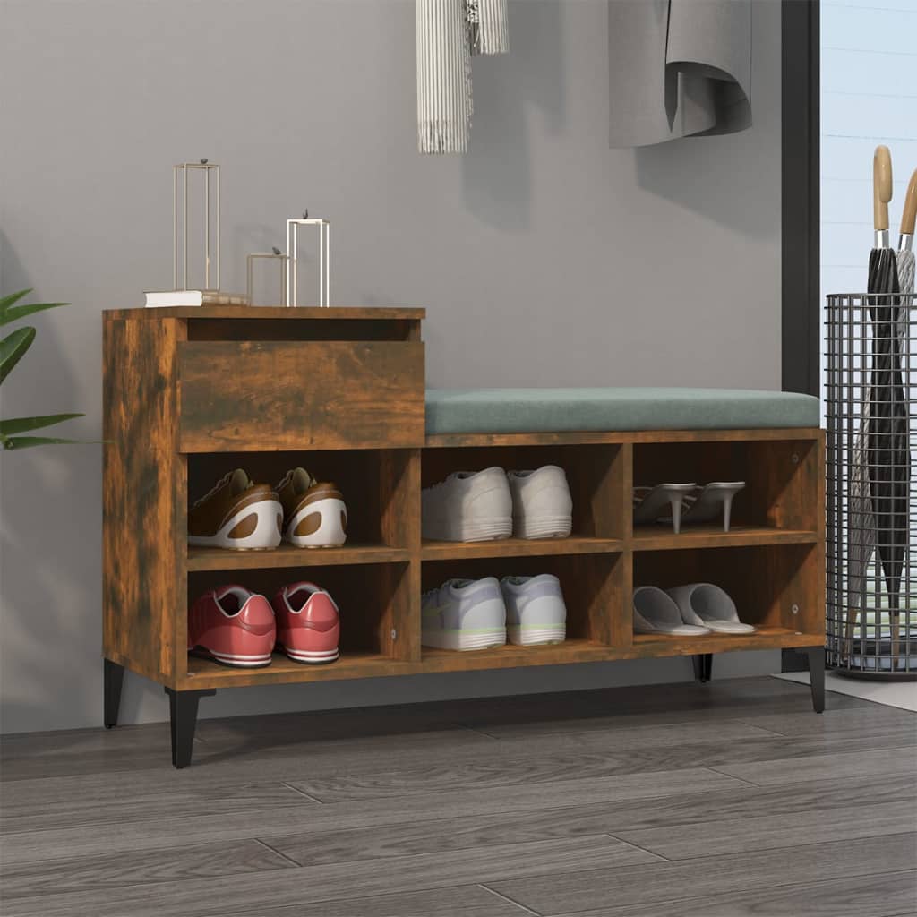 vidaXL Botník dymový dub 102x36x60 cm spracované drevo