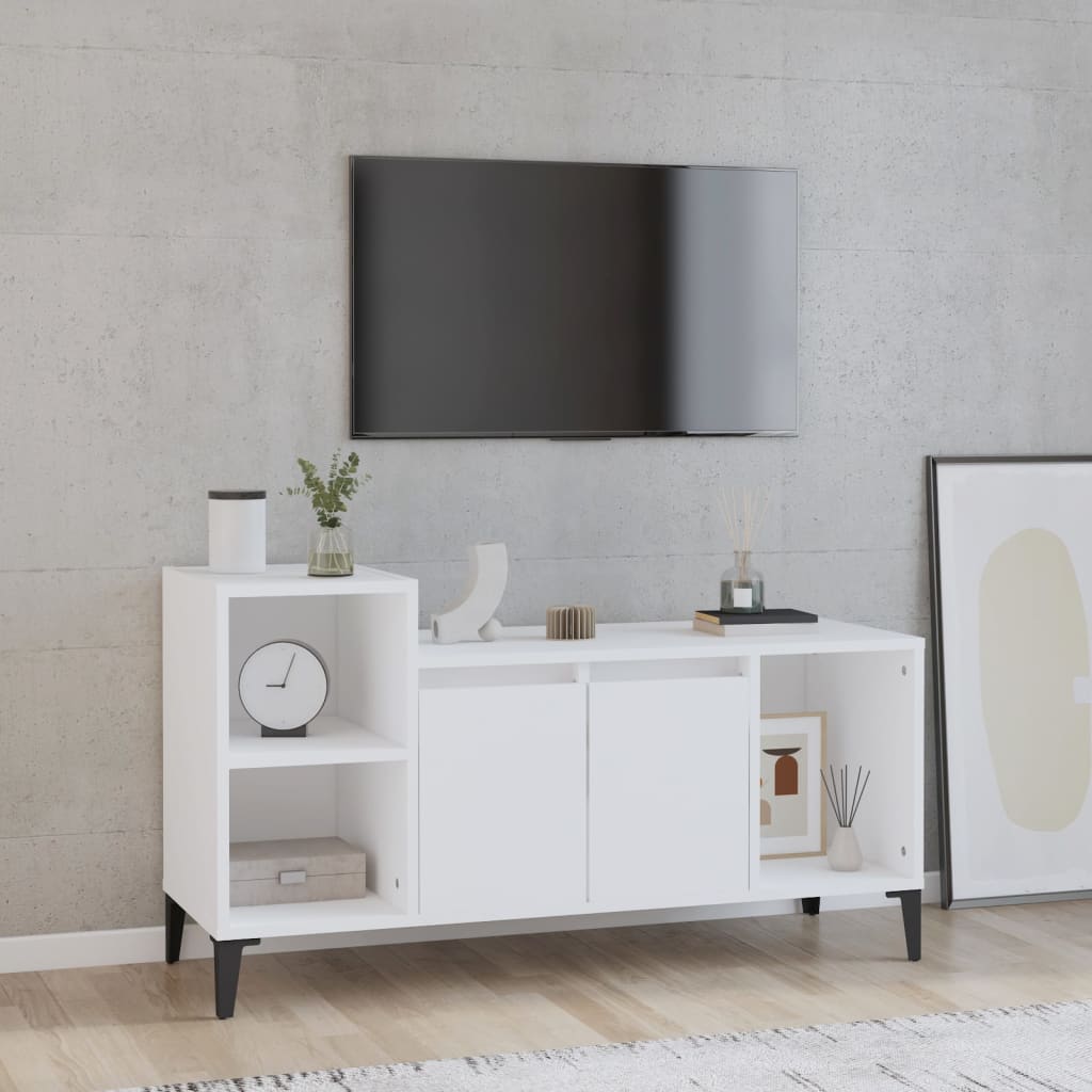 vidaXL TV skrinka biela 100x35x55 cm spracované drevo