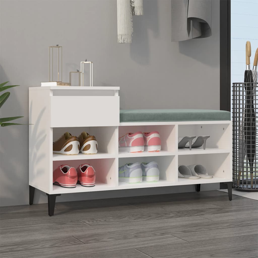 vidaXL Botník biely 102x36x60 cm spracované drevo