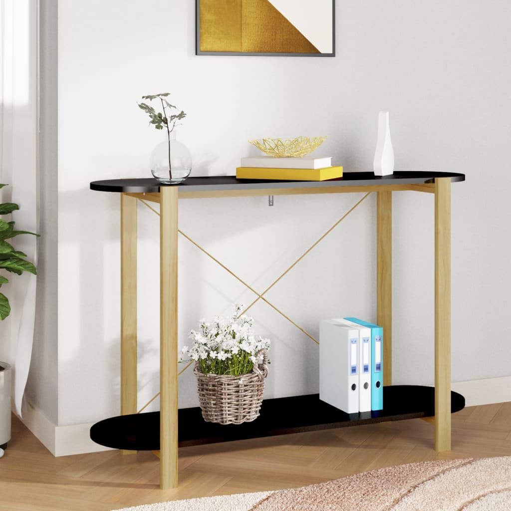 vidaXL Konzolový stolík čierny 110x38x75 cm spracované drevo