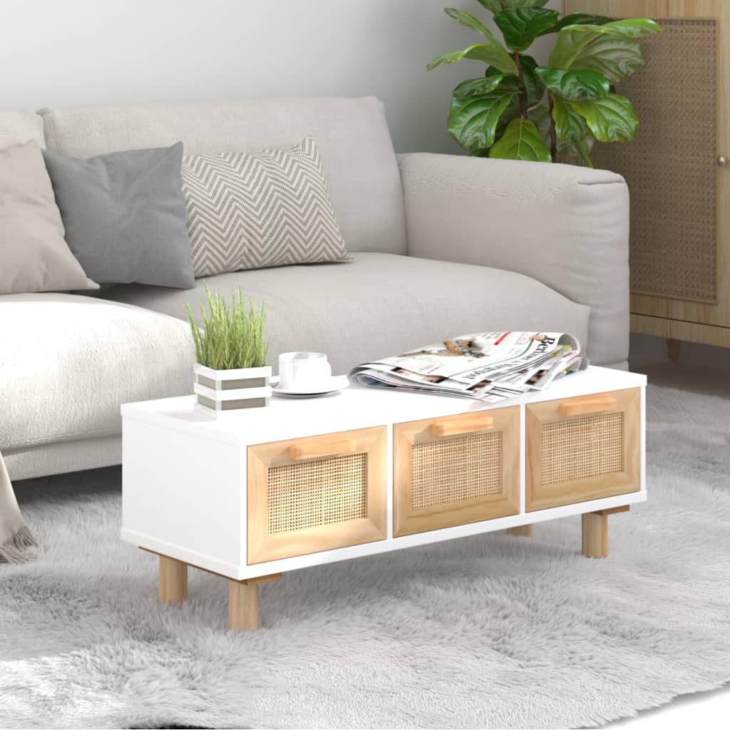 vidaXL Konferenčný stolík biely 80x40x30 cm spracov. drevo a borovica
