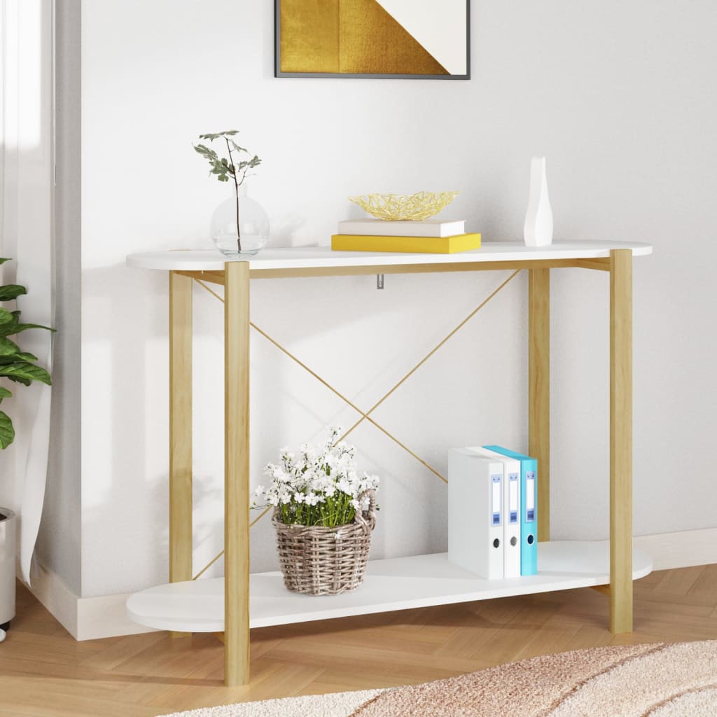vidaXL Konzolový stolík biely 110x38x75 cm spracované drevo