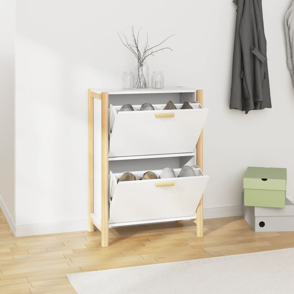 vidaXL Botník biely 57,5x33x80 cm spracované drevo