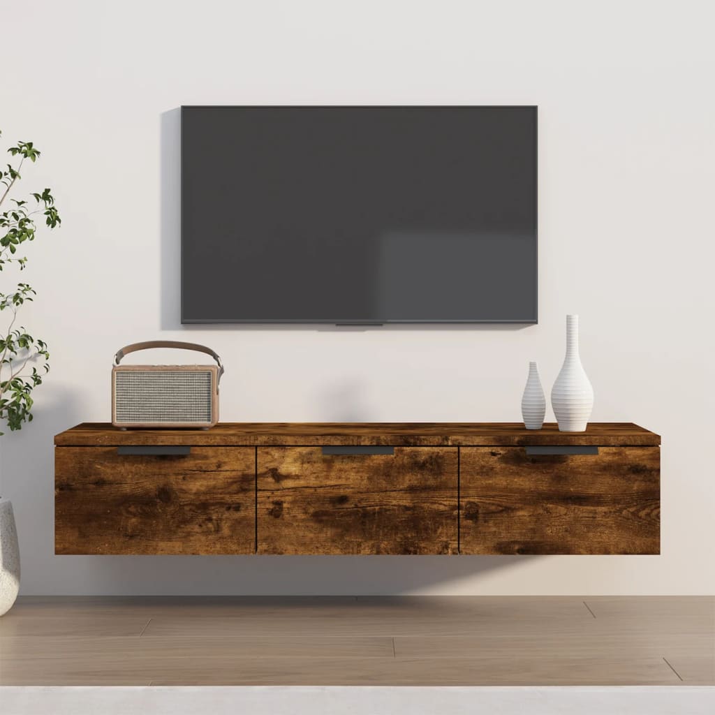 vidaXL Nástenná skrinka dymový dub 102x30x20 cm spracované drevo