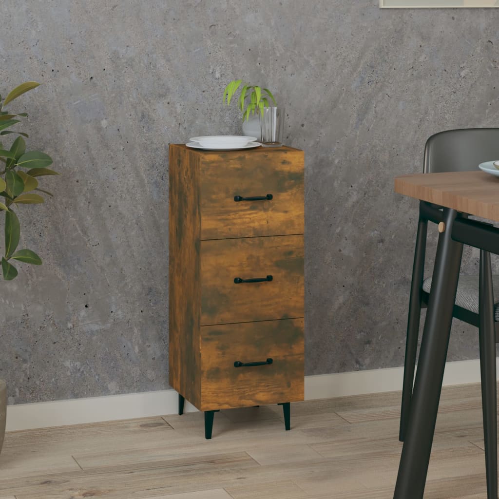 vidaXL Komoda dymový dub 34,5x34x90 cm spracované drevo