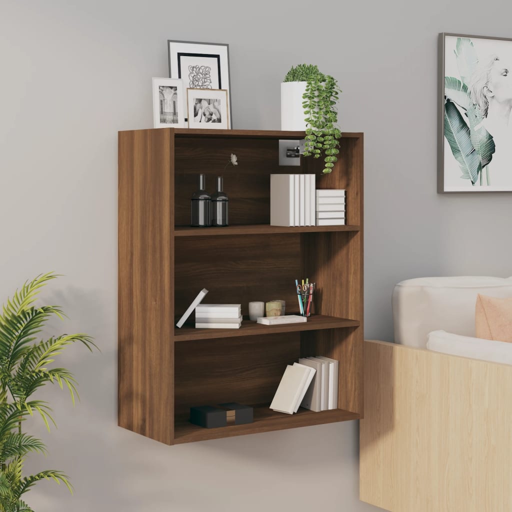 vidaXL Závesná nástenná skrinka hnedý dub 69,5x32,5x90 cm