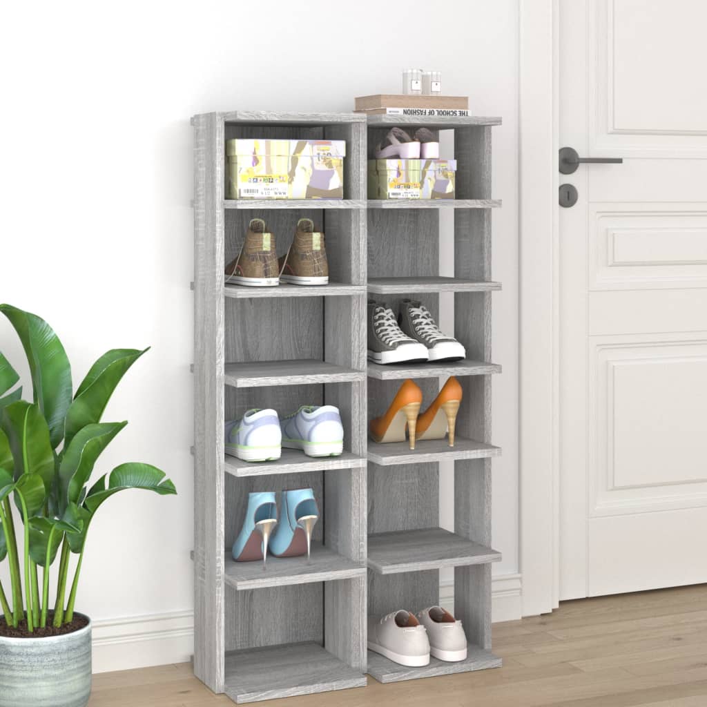 vidaXL Stojany na topánky 2ks sivá sonoma 27,5x27x102 cm sprac. drevo