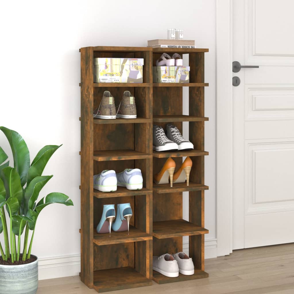 vidaXL Stojany na topánky 2ks dymový dub 27,5x27x102 cm sprac. drevo