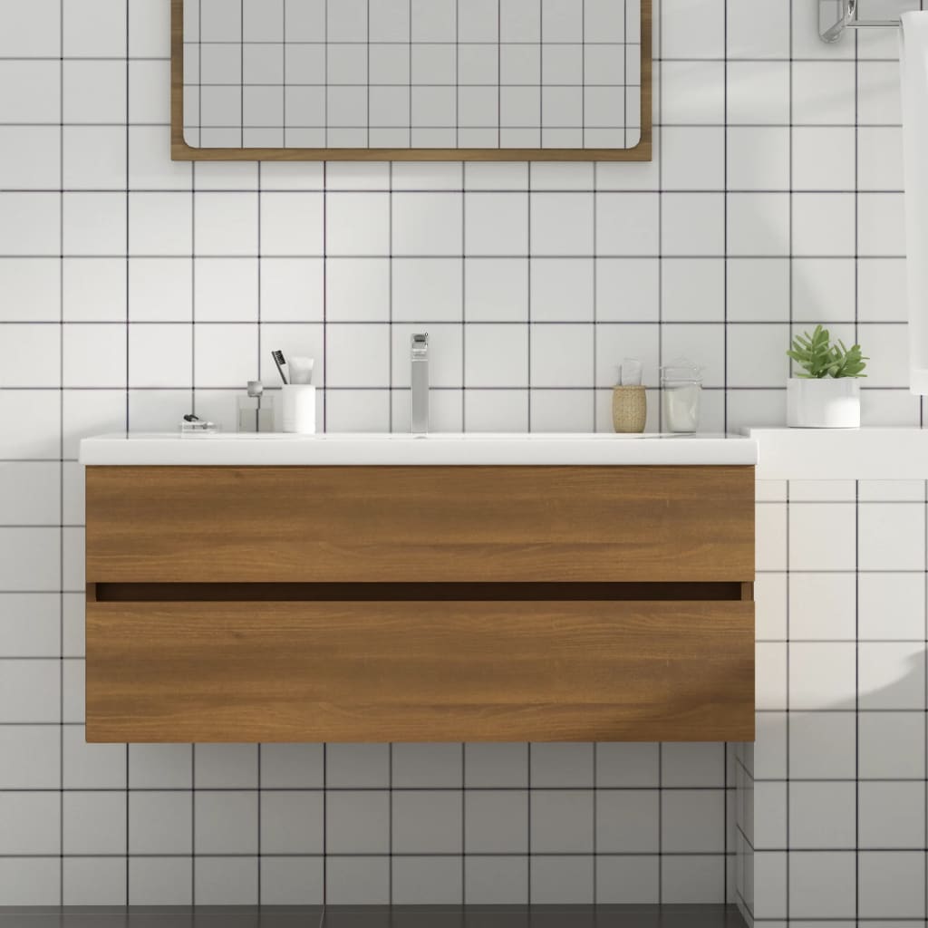 vidaXL Umývadlová skrinka hnedý dub 100x38,5x45 cm spracované drevo