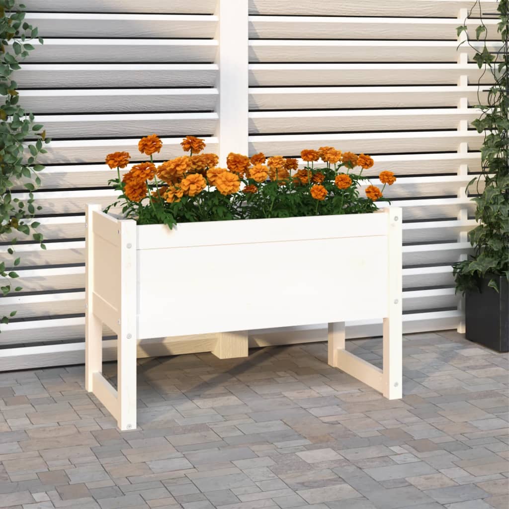 vidaXL Kvetináč biely 78x40x52 cm borovicový masív
