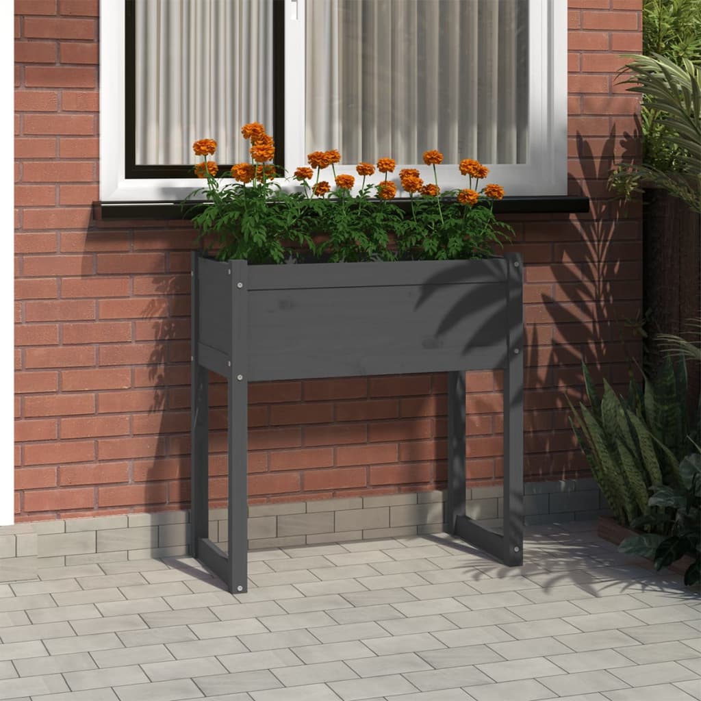 vidaXL Kvetináč sivý 78x40x81 cm borovicový masív