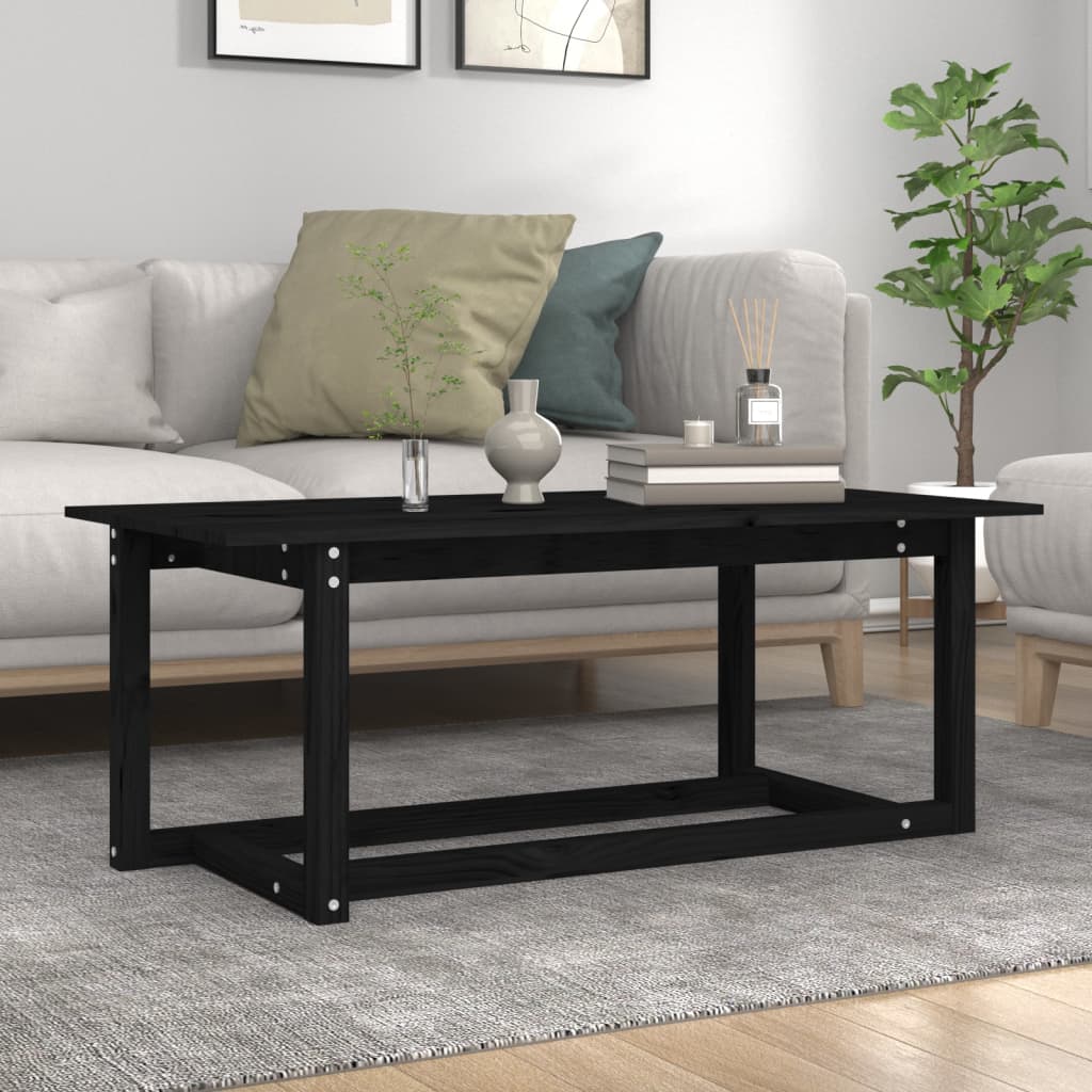 vidaXL Konferenčný stolík čierny 110x55x45 cm borovicový masív