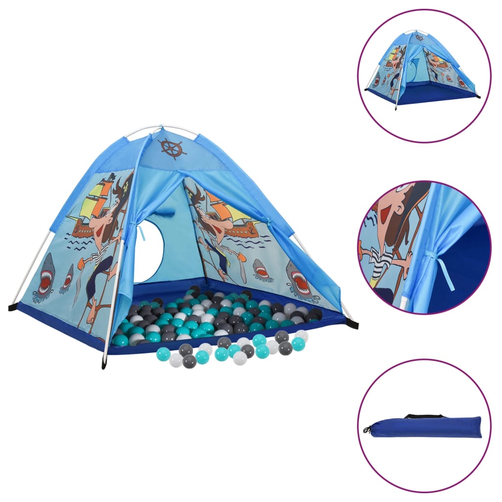 vidaXL Detský stan na hranie s 250 loptičkami modrý 120x120x90 cm