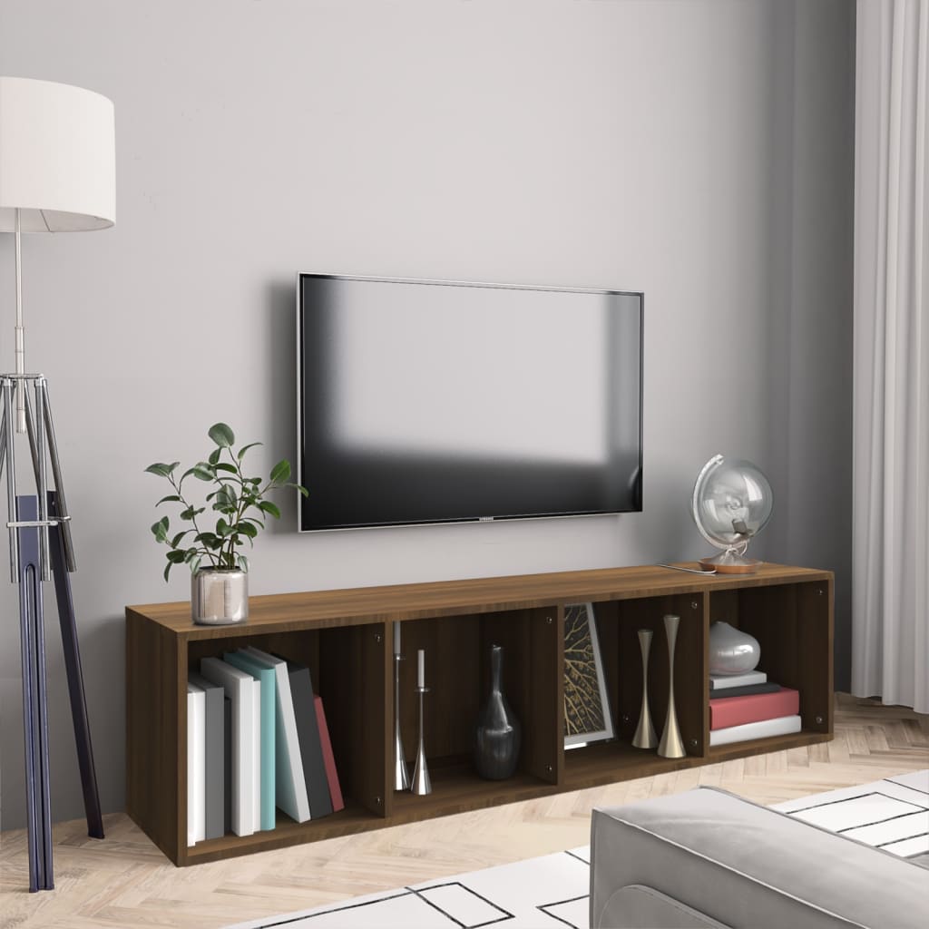 vidaXL Knižnica/TV skrinka hnedý dub 143x30x36 cm spracované drevo