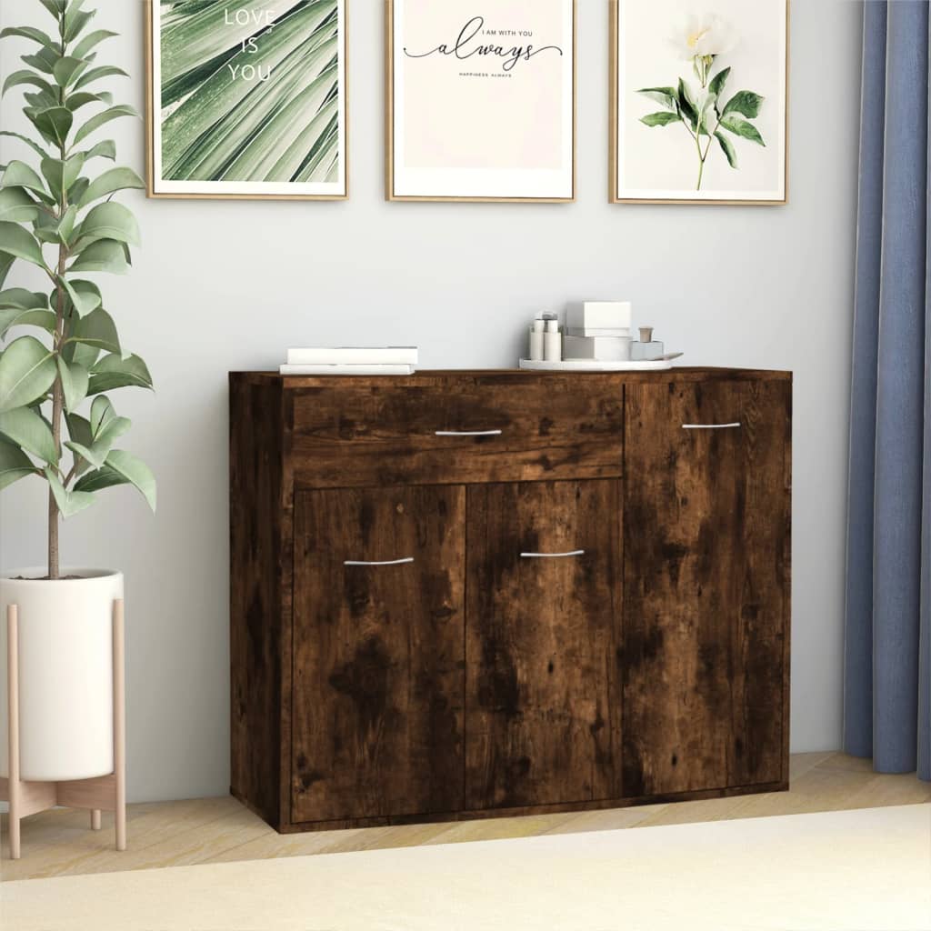 vidaXL Komoda dymový dub 88x30x70 cm spracované drevo