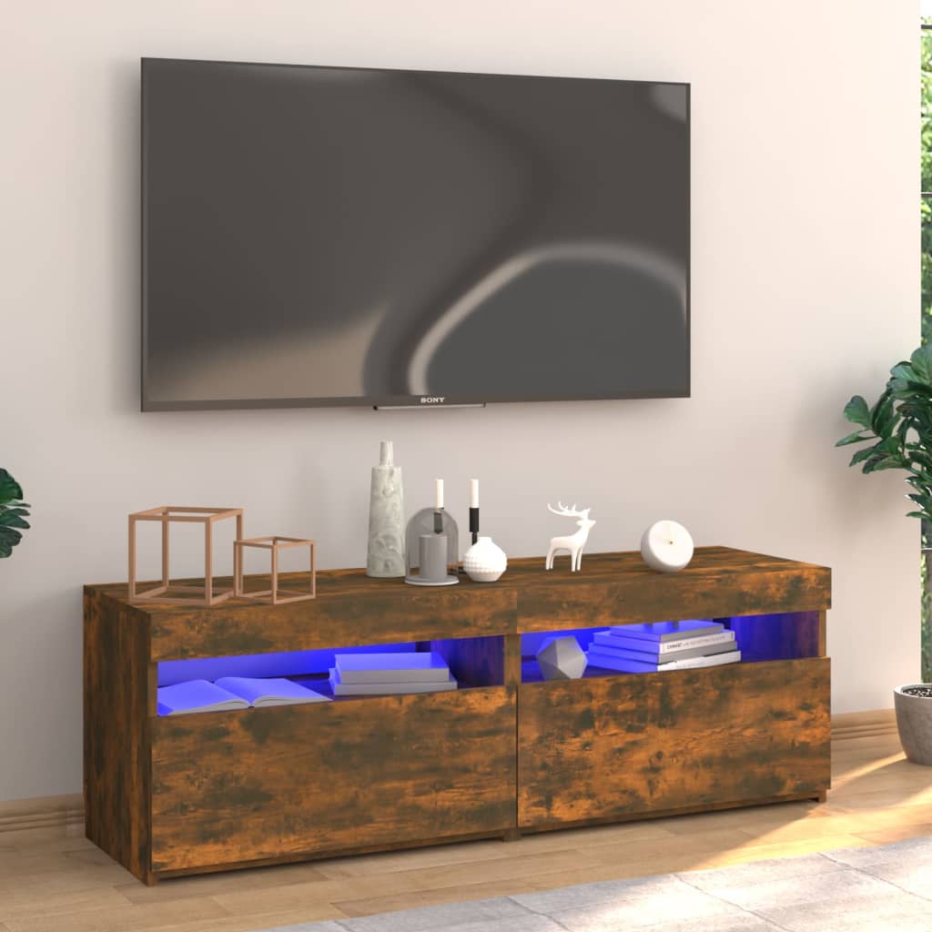vidaXL TV skrinka s LED, tmavý dub 120x35x40 cm