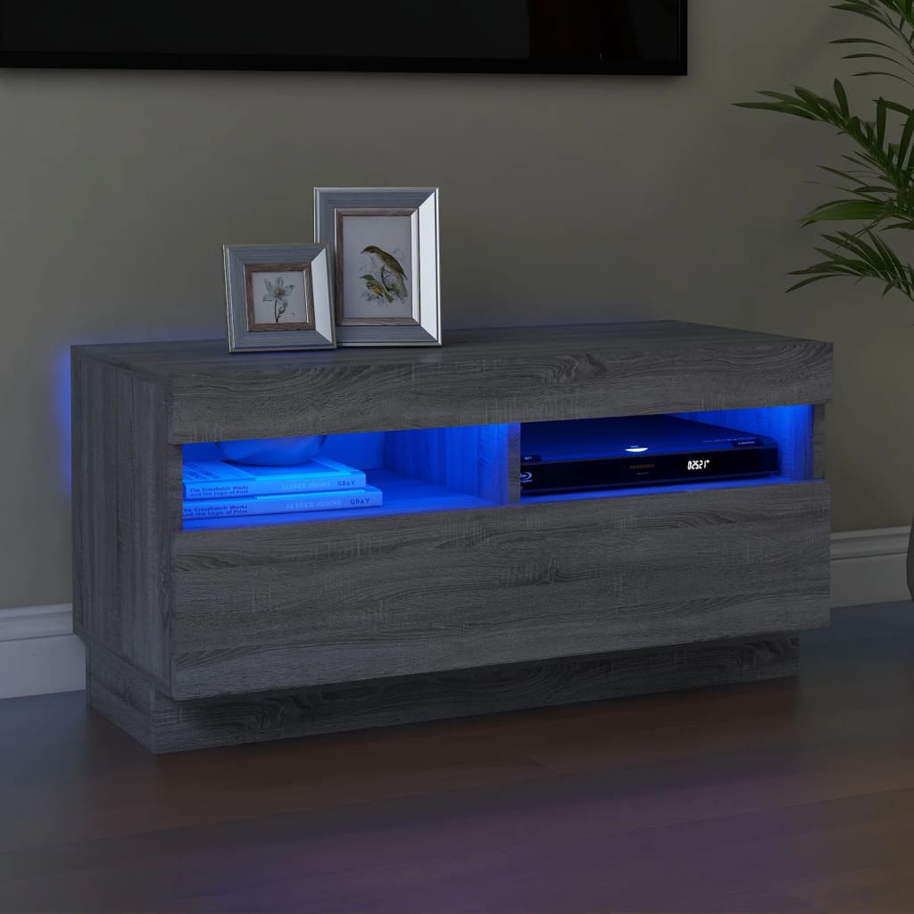 vidaXL TV skrinka s LED, sivý dub sonoma 80x35x40 cm
