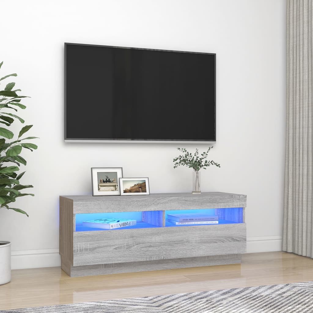 vidaXL TV skrinka s LED, sivý dub sonoma 100x35x40 cm