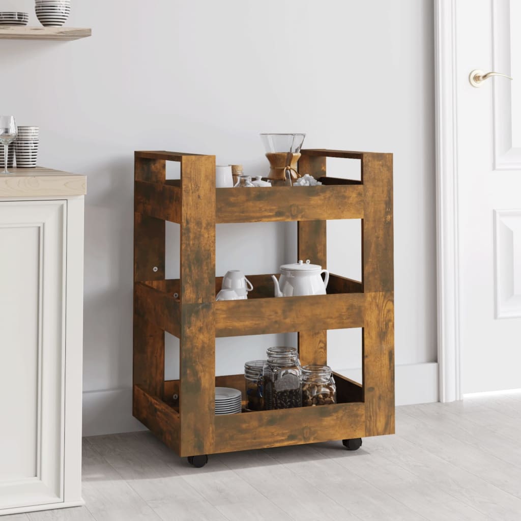 vidaXL Kuchynský vozík dymový dub 60x45x80 cm spracované drevo