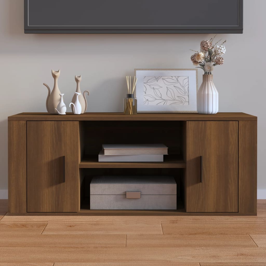vidaXL TV skrinka hnedý dub 100x35x40 cm spracované drevo